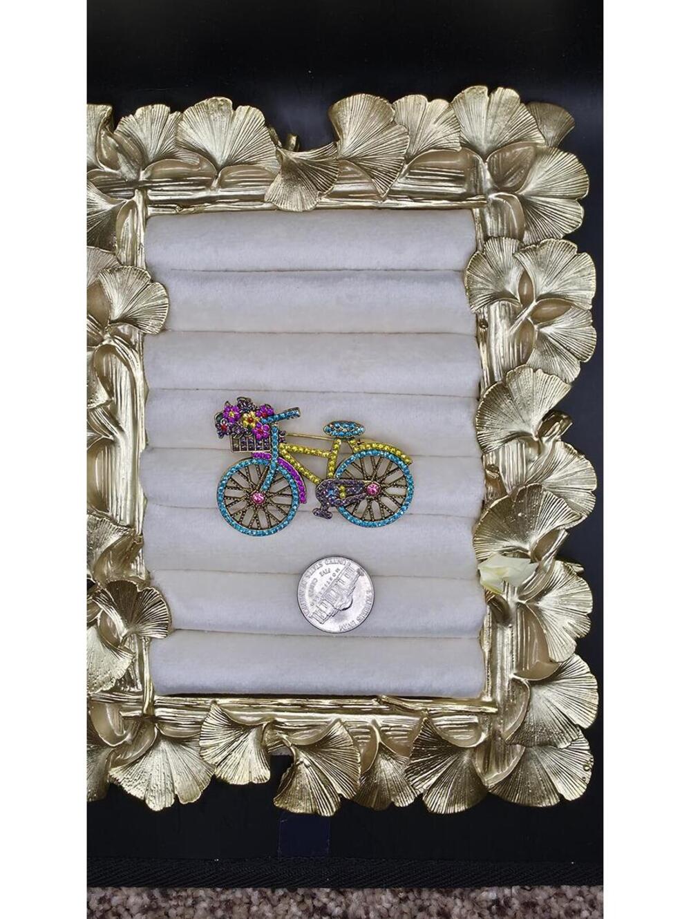 Rainbow Rhinestone Bicycle Brooch Pin - Picture 3 of 4